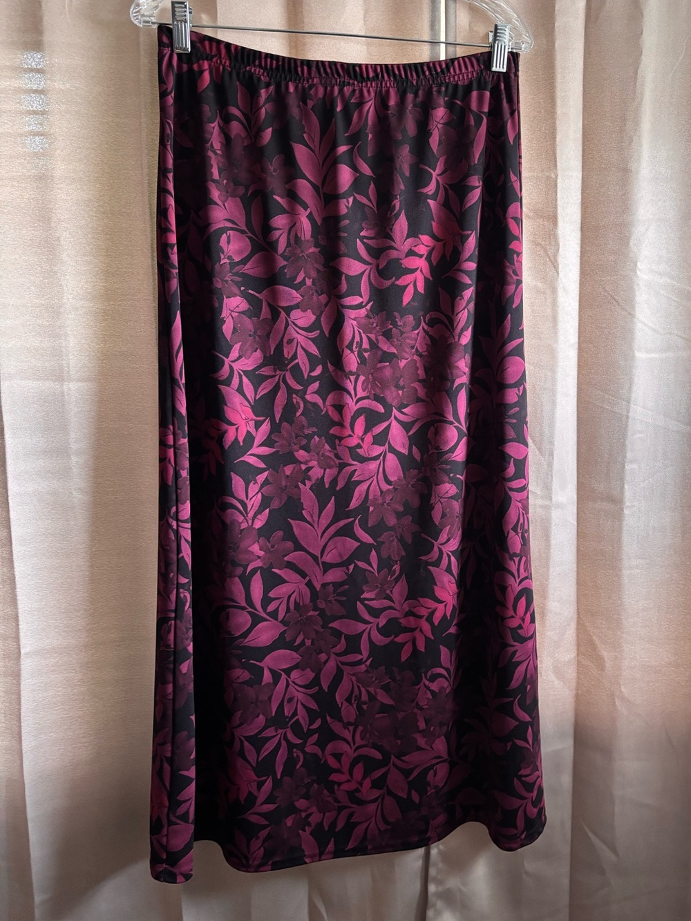 Kathie Lee Collection Burgundy Floral Maxi Skirt on Black
